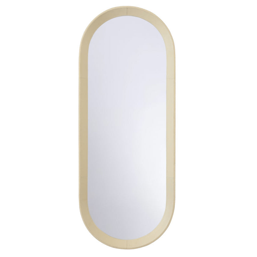 Oval Leather Warp Frame Wall Mirror