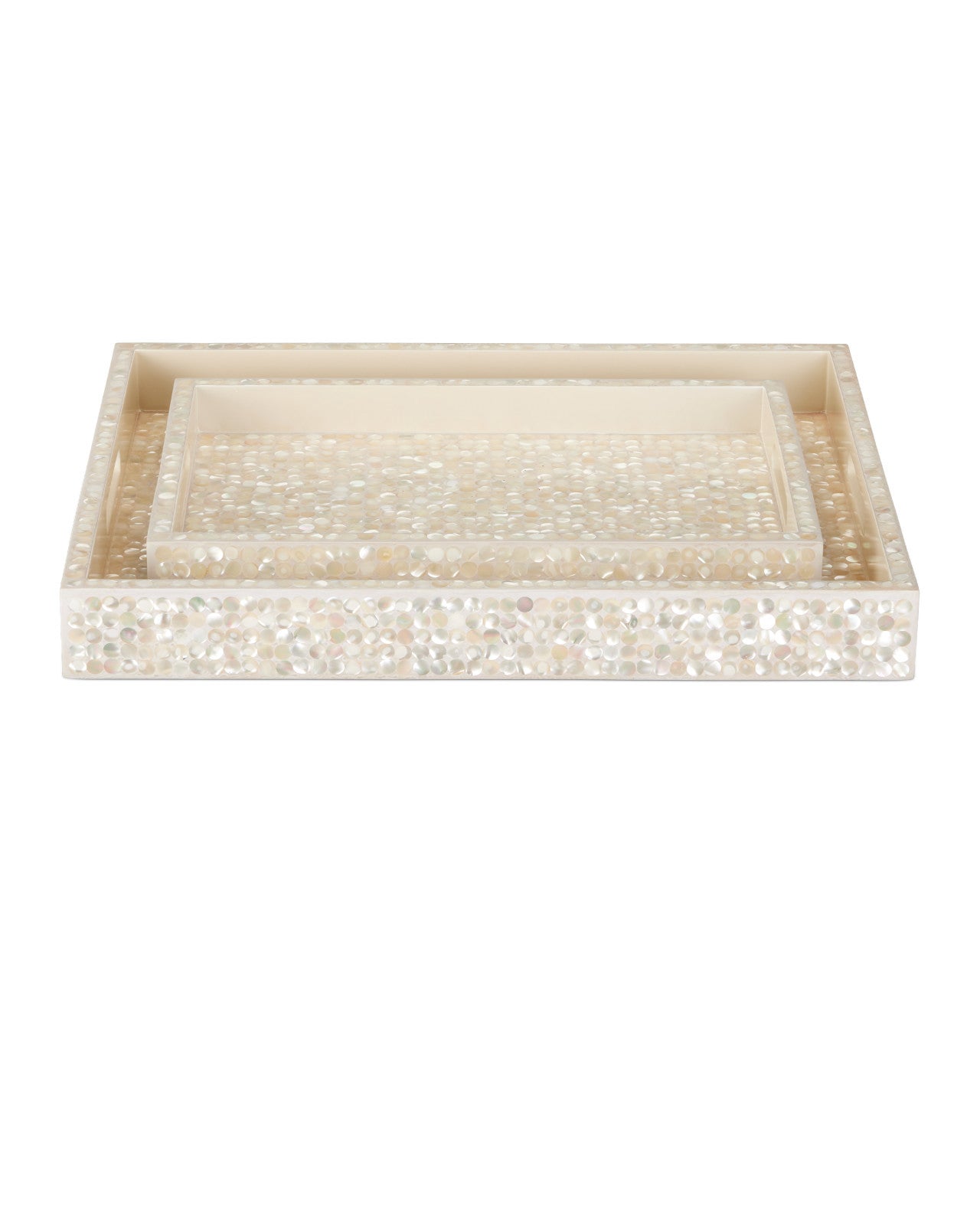 Gerri Dot White Mother of Pearl Tray (Set of 2)
