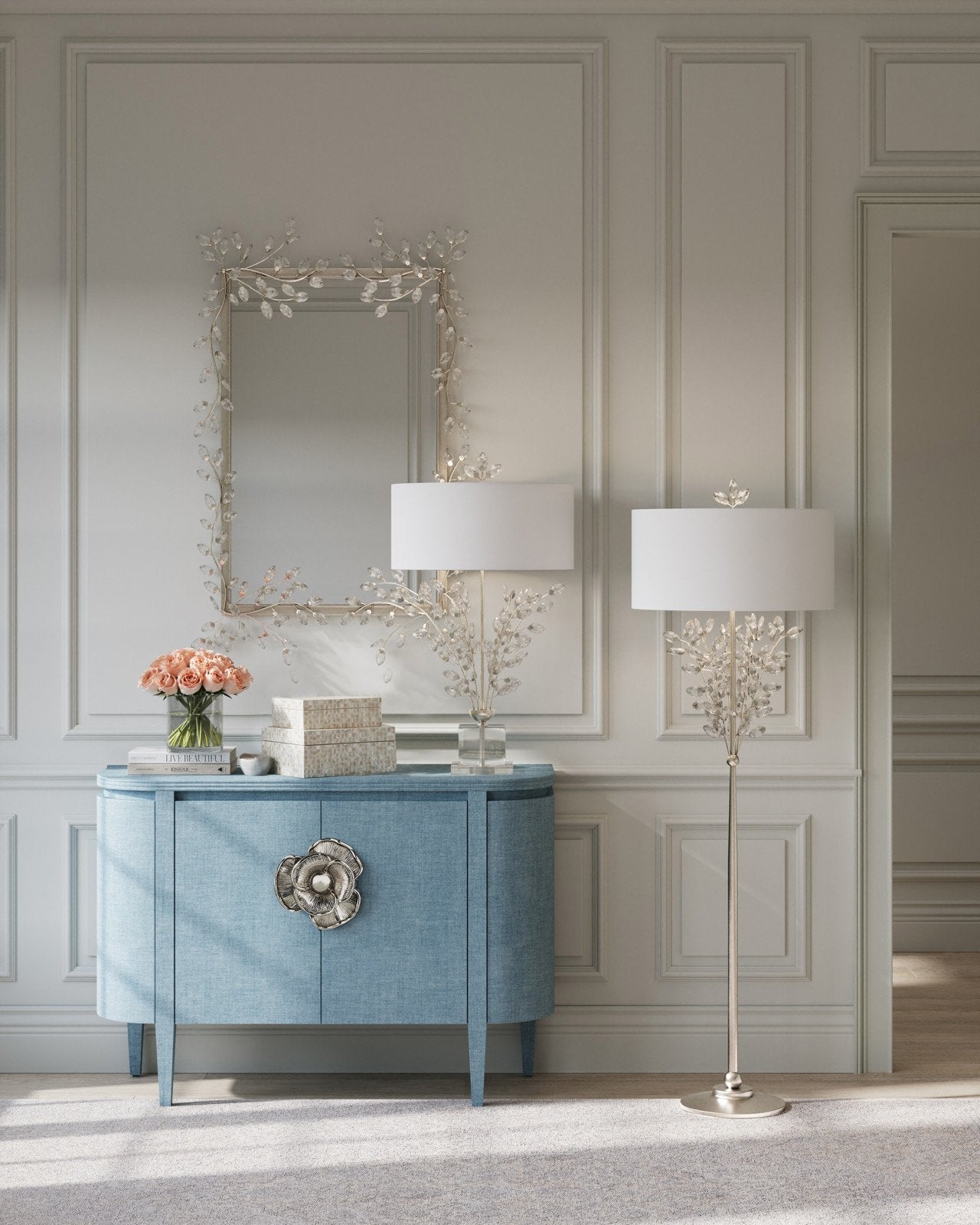 Forget-Me-Not Metal Frame Wall Mirror