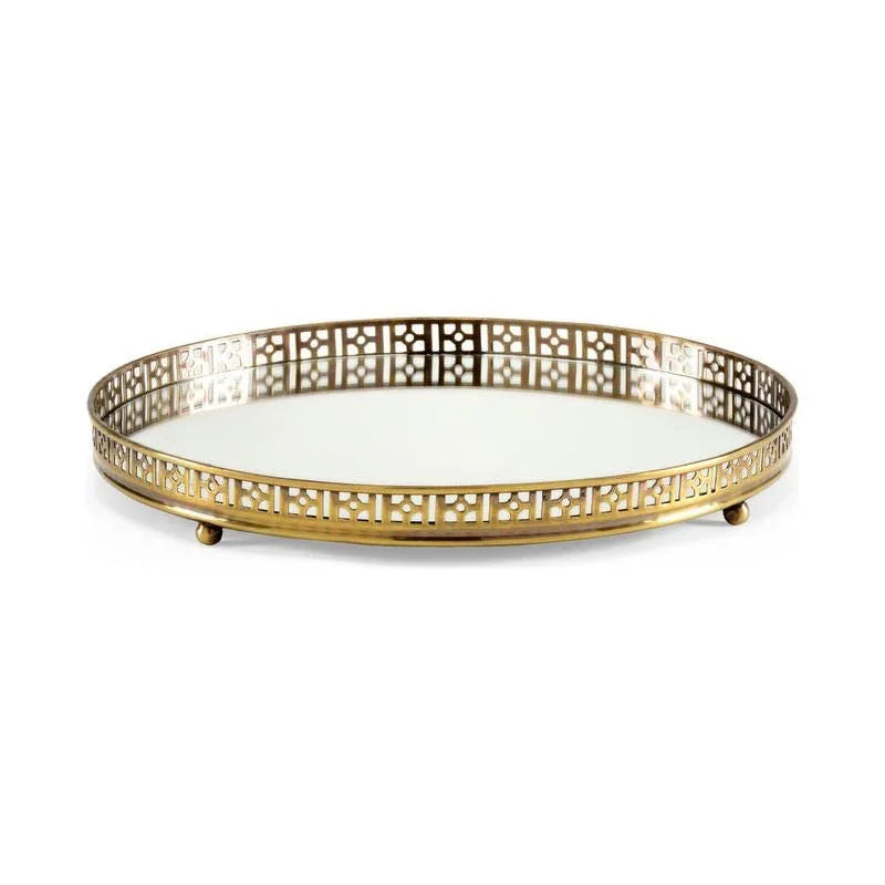 Footed Vanity Brass Framed Tray - LOOMLAN - Wildwood - Trays