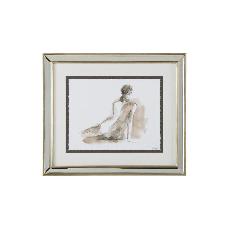 Gestural Figure Study Mirrored Silver Frame Artwork-Framed Wall Art-Chelsea House-Study II-LOOMLAN