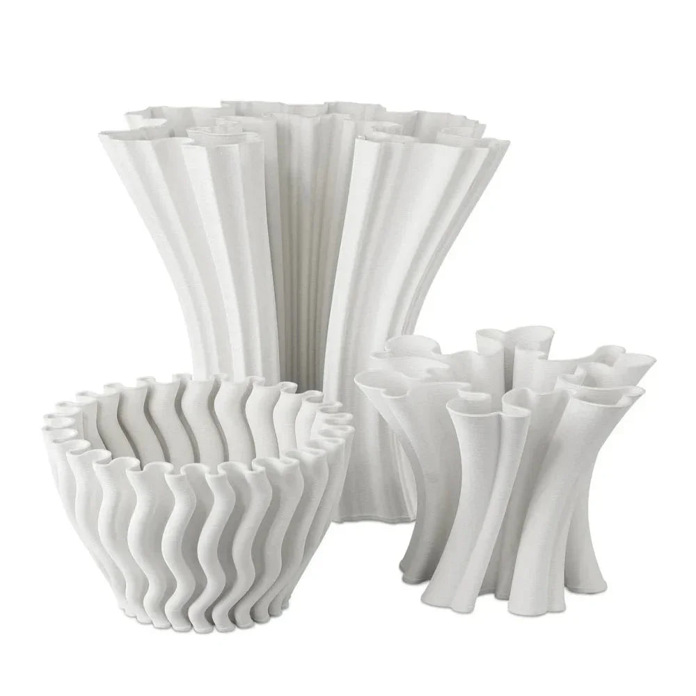 Godet Modern Design White Porcelain Vase - LOOMLAN - Currey & Co - Vases & Jars