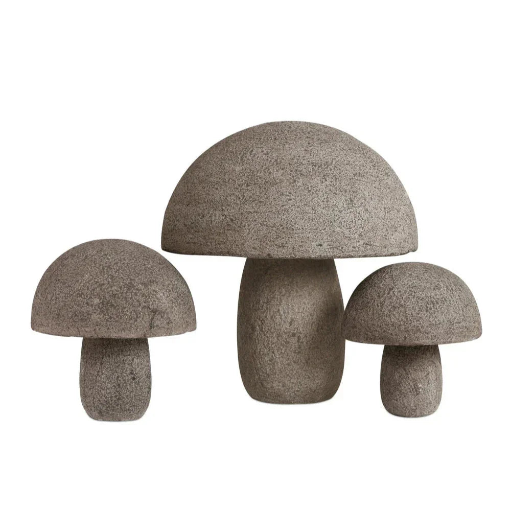 Granite Stone Textured Outdoor Mushroom Sculpture - LOOMLAN - Currey & Co - Statues & Sculptures