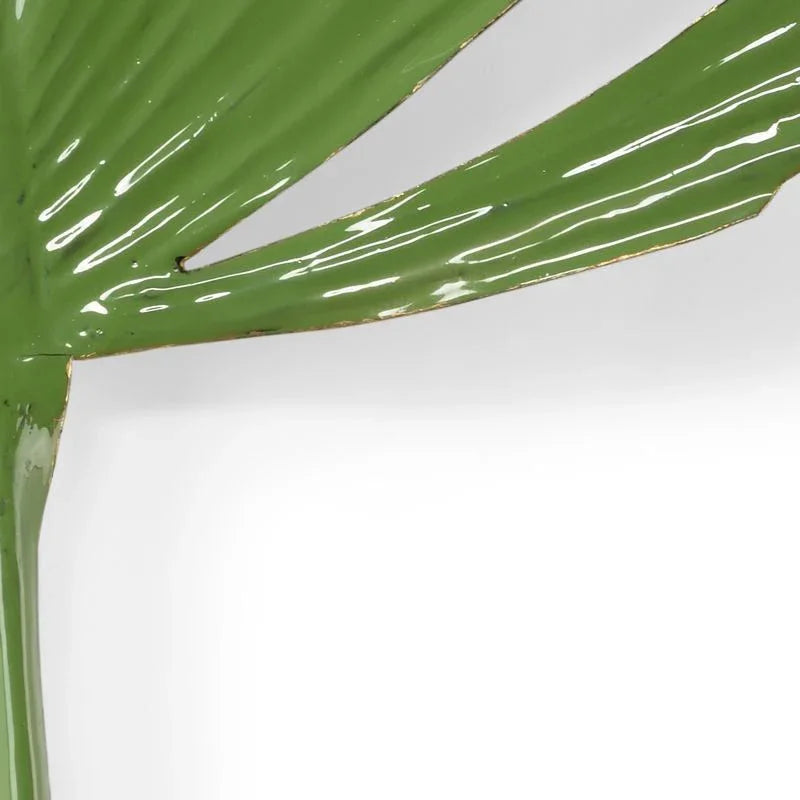 Green Enamel Palm Leaf Wall Decor-Framed Wall Art-Wildwood-LOOMLAN