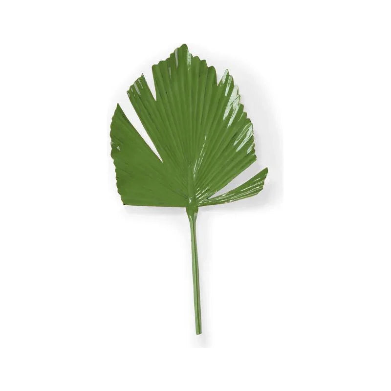 Green Enamel Palm Leaf Wall Decor-Framed Wall Art-Wildwood-Split Leaf (Left)-LOOMLAN