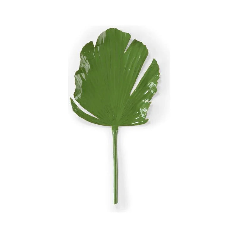 Green Enamel Palm Leaf Wall Decor-Framed Wall Art-Wildwood-Split Leaf (Right)-LOOMLAN