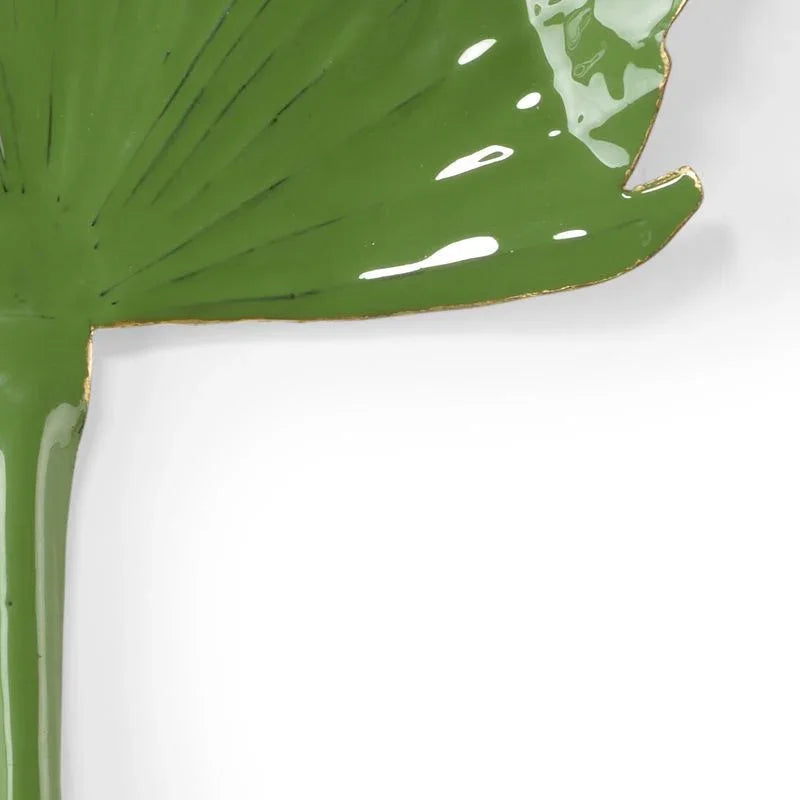 Green Enamel Palm Leaf Wall Decor-Framed Wall Art-Wildwood-LOOMLAN