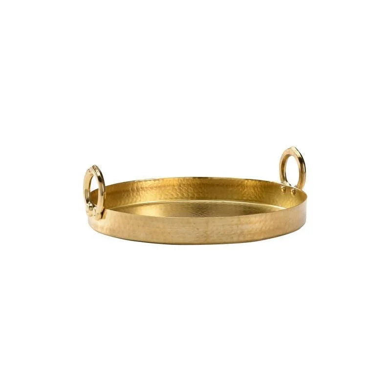Hammered Serving Antique Brass Tray - LOOMLAN - Wildwood - Trays