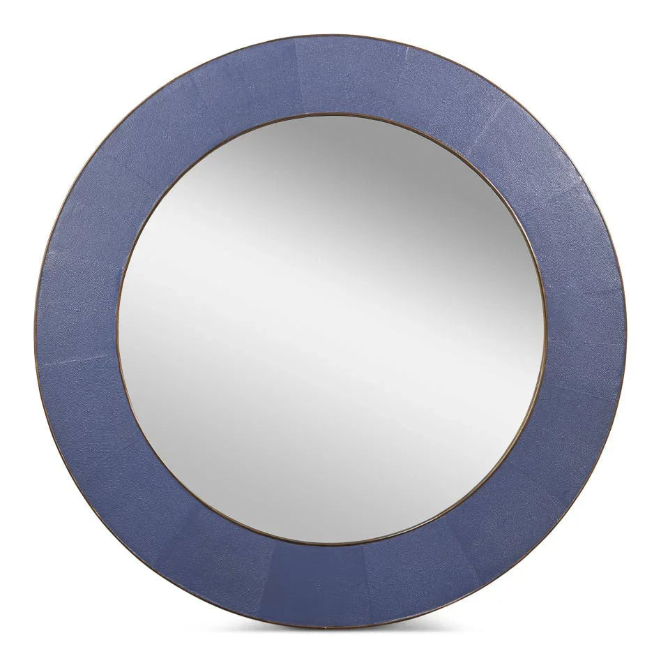 Judith Leather Warpped Round Wall Mirror - LOOMLAN - Sarreid - Wall Mirrors