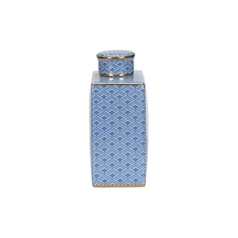 Kelly Geometric Patterned Blue Jar - LOOMLAN - Wildwood - Vases & Jars