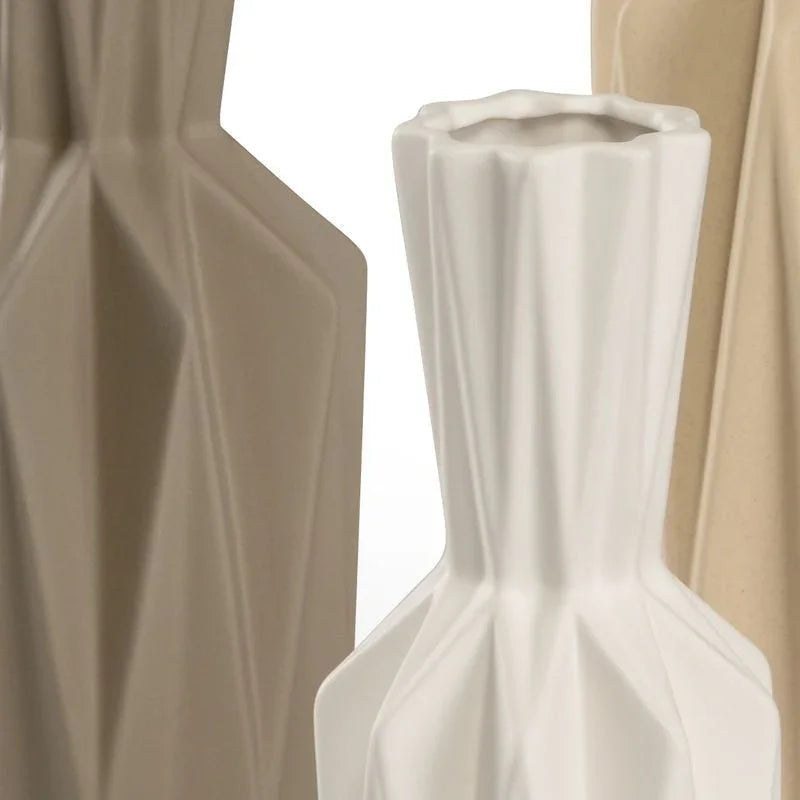 Lerdorf Geometric Shaped Ceramic Vase - (Set of 3) - LOOMLAN - Wildwood - Vases & Jars