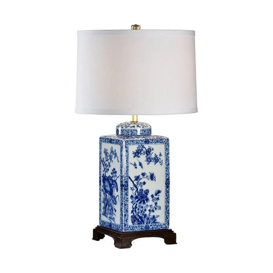 Lotus Blue Stunning Hand - Painted Design Table Lamp - LOOMLAN - Chelsea House - Table Lamps