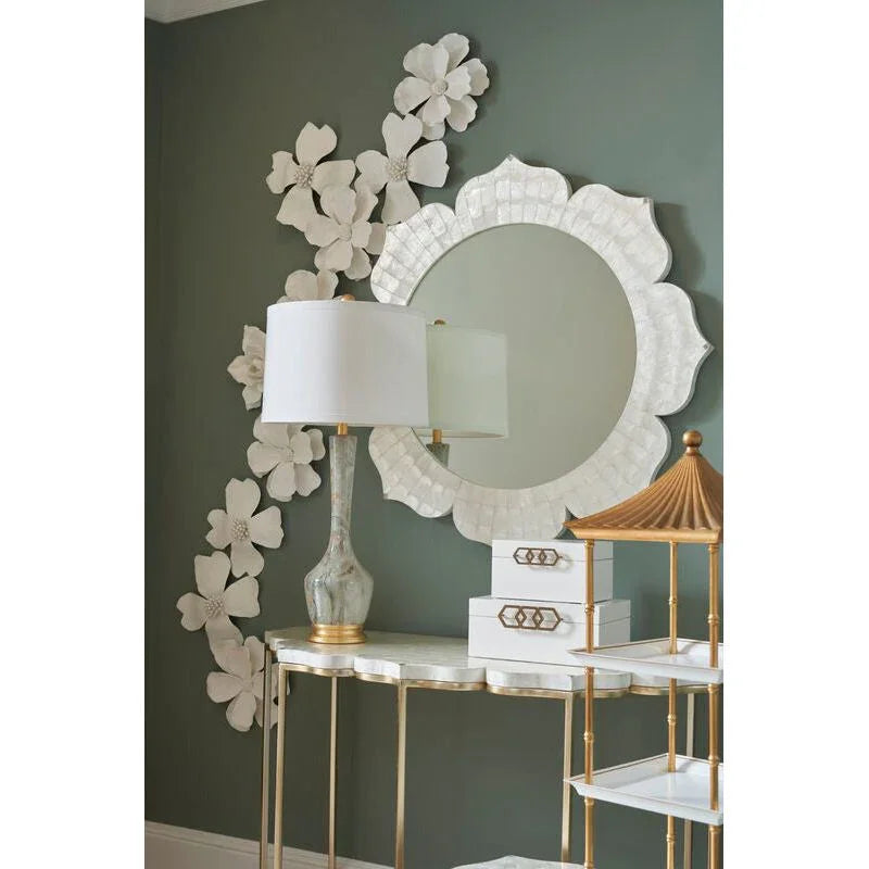 Lotus Flower Shaped White Wall Mirror - LOOMLAN - Chelsea House - Wall Mirrors