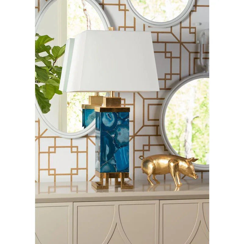 Oceans Blue Agate Gold Leaf Finish Table Lamp - LOOMLAN - Wildwood - Table Lamps