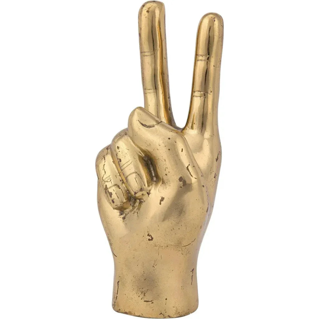 Antique Brass Hand Signs Sculpture