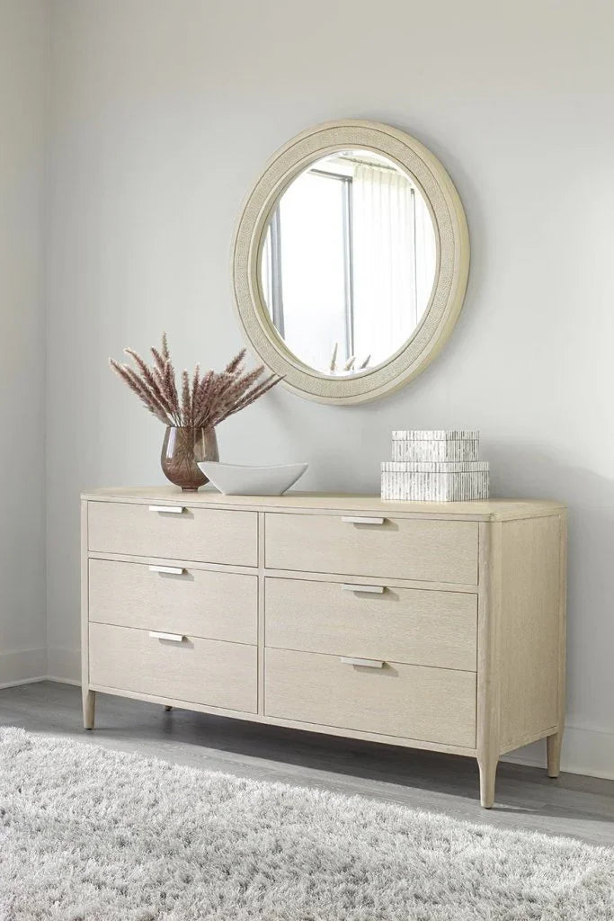 Pearl Woven Wood Framed Round Wall Mirror - LOOMLAN - Palmetto Home - Wall Mirrors