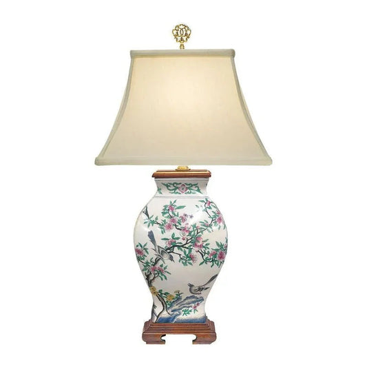 Pom 'n Bird Hand Painted Porcelain Table Lamp - LOOMLAN - Wildwood - Table Lamps