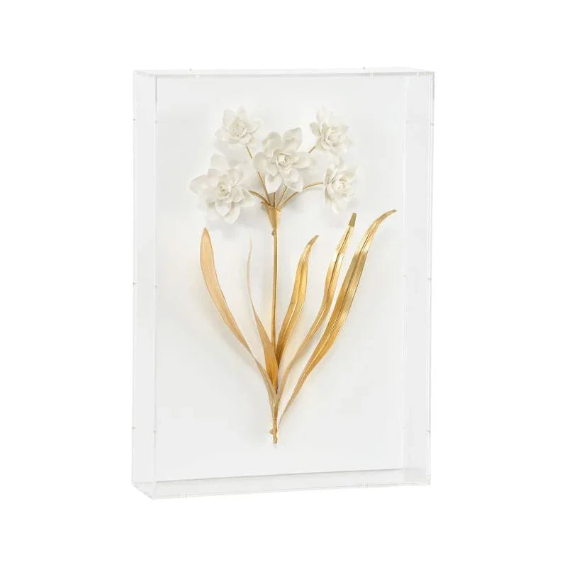 Porcelain Flowers Hamdmade Artwork-Framed Wall Art-Chelsea House-Flowers D-LOOMLAN