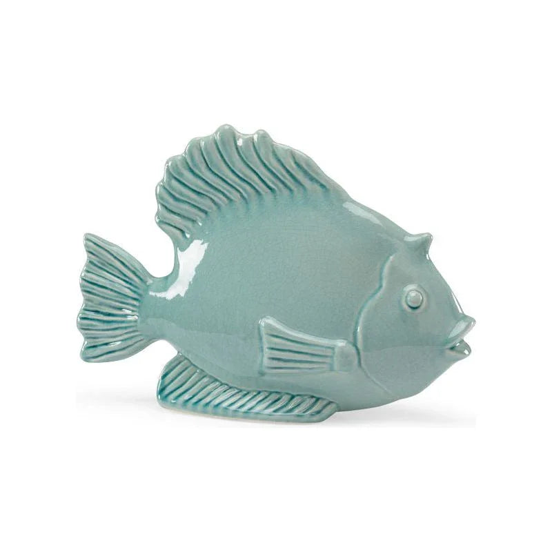Porcelain Made Celadon Fish Sculpture - LOOMLAN - Chelsea House - Statues & Sculptures