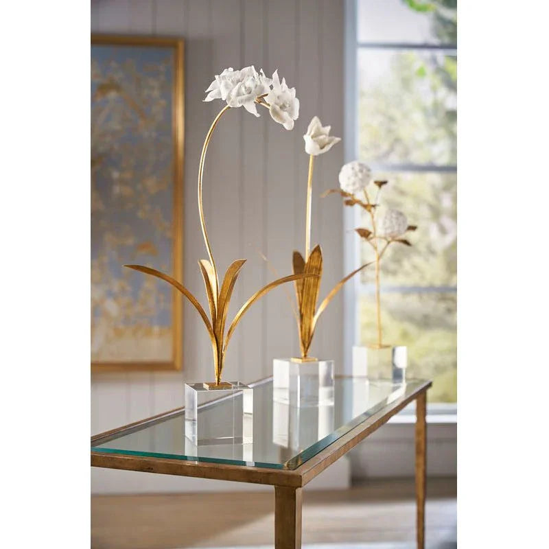 Porcelain Tulip In Stand Sculpture - LOOMLAN - Chelsea House - Statues & Sculptures