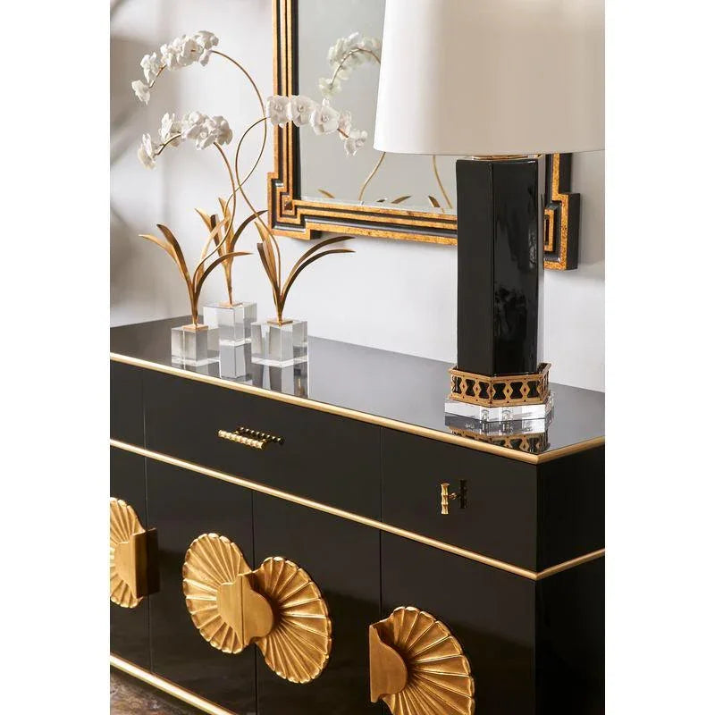 Richards Wood Framed Wall Mirror - Black/Gold - LOOMLAN - Chelsea House - Wall Mirrors