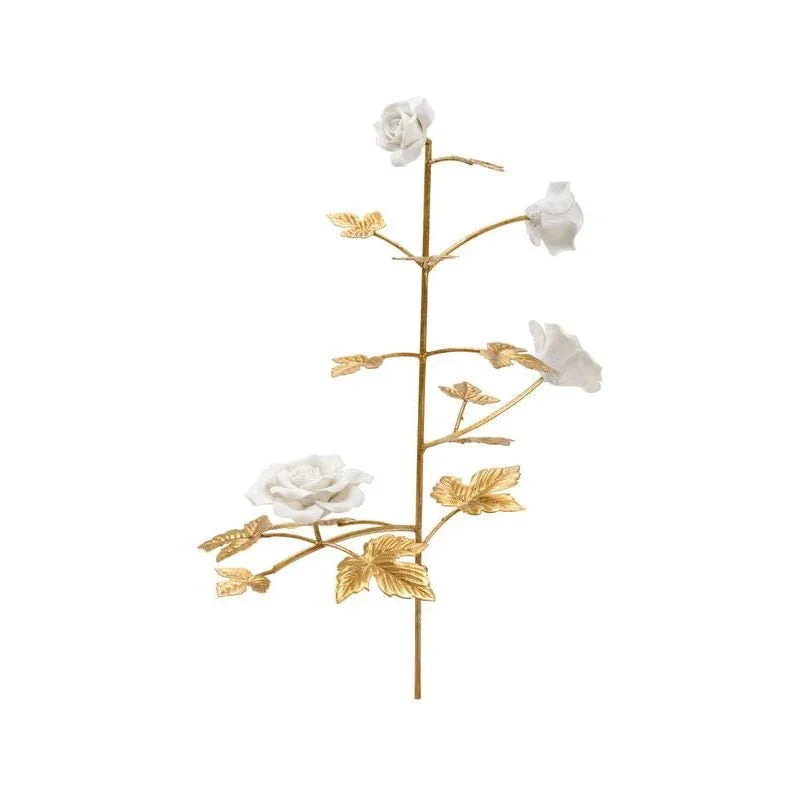 Rose Antique Gold Leaf Stem Sculpture - LOOMLAN - Chelsea House - Statues & Sculptures