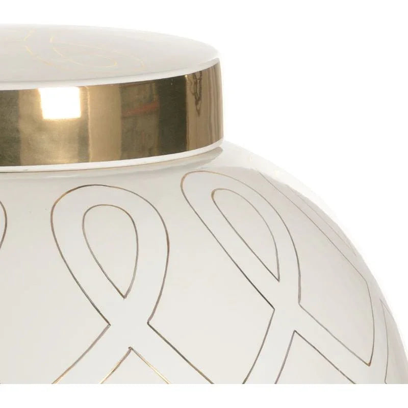 Sarah Ginger Gold Patterned Jar - LOOMLAN - Chelsea House - Vases & Jars