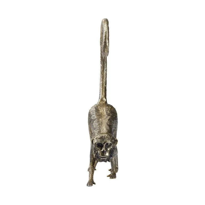 Standing Monkey Antique Brass Finish Sculpture - LOOMLAN - Chelsea House - Statues & Sculptures