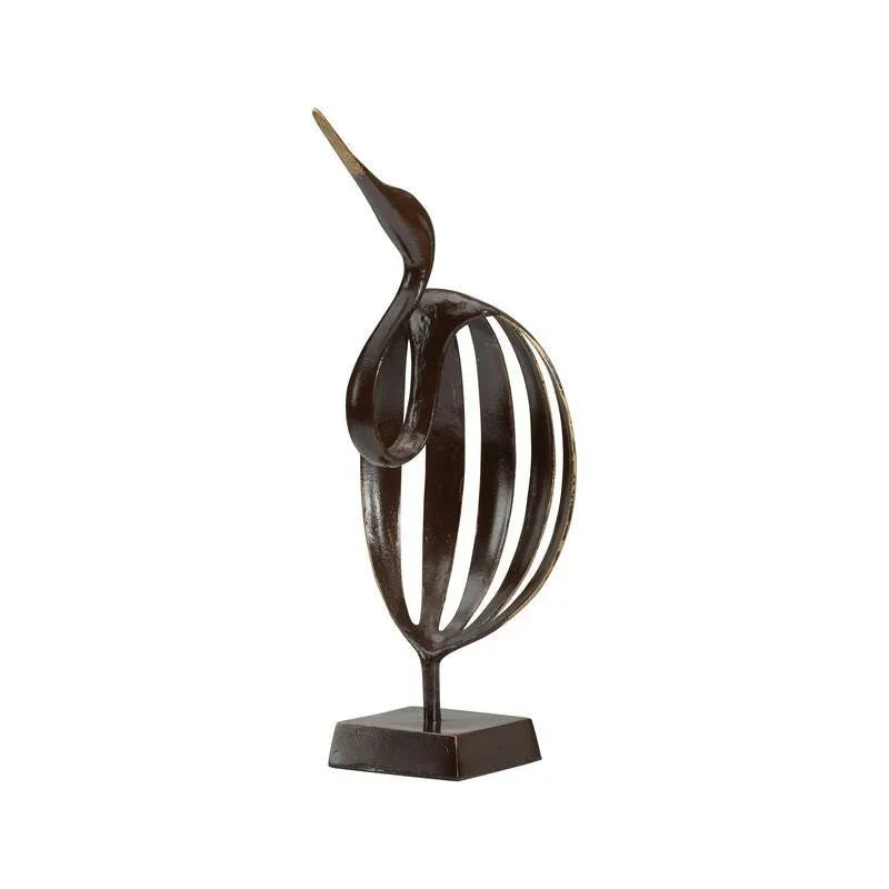 Stylized Crane Modern Metal Sculpture - LOOMLAN - Wildwood - Statues & Sculptures