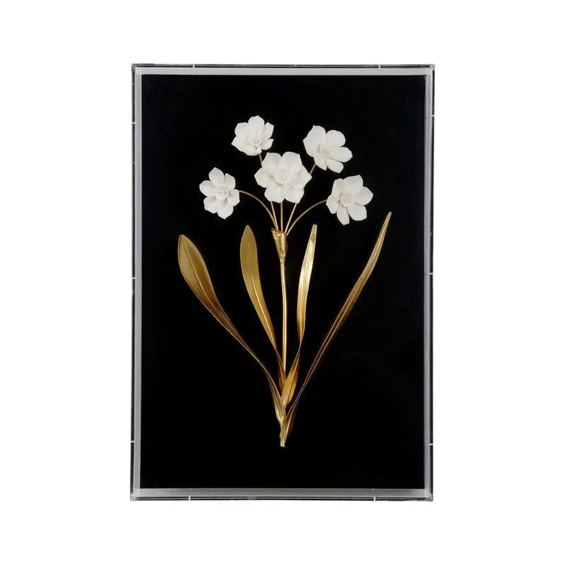 White Porcelain Flower Mounted Artwork-Framed Wall Art-Chelsea House-Flower B-LOOMLAN