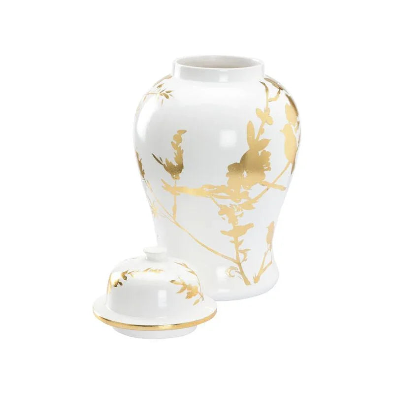 Winged Creatures Ginger White Ceramic Jar - LOOMLAN - Chelsea House - Vases & Jars