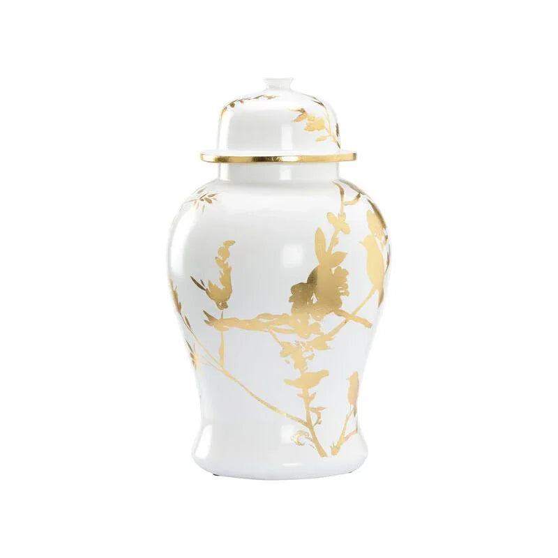 Winged Creatures Ginger White Ceramic Jar - LOOMLAN - Chelsea House - Vases & Jars