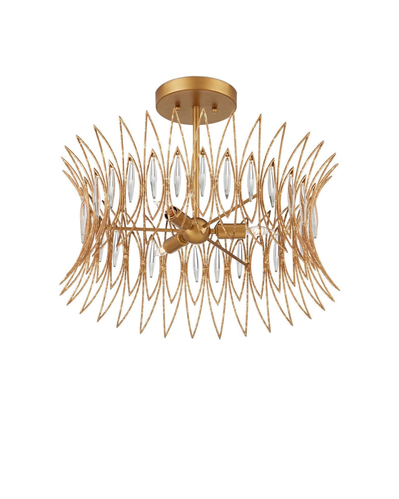 Marquise Gold Semi-Flush Mount-Flush Mounts-Currey & Co-LOOMLAN