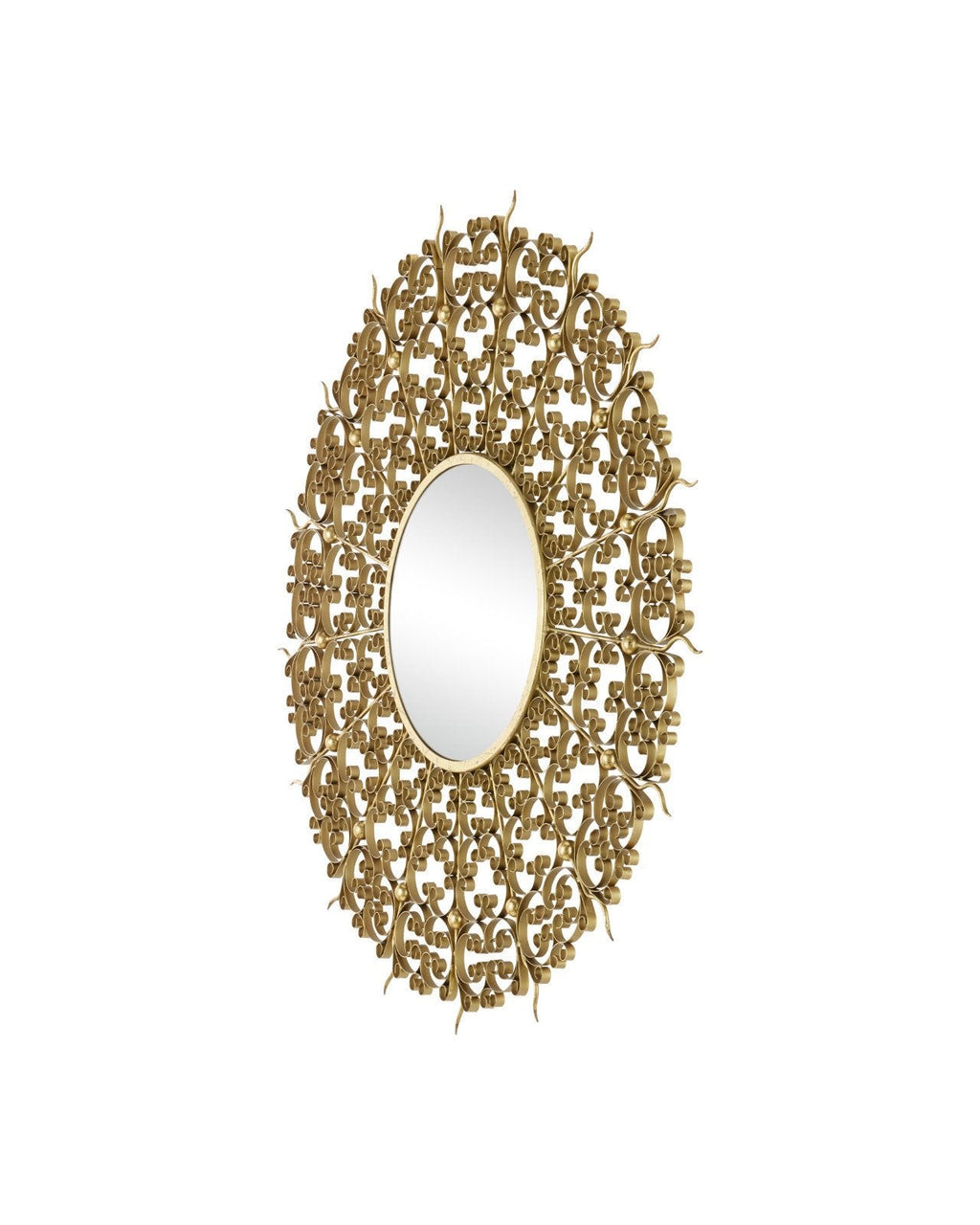 Levain Gold Leaf Finish Round Wall Mirror