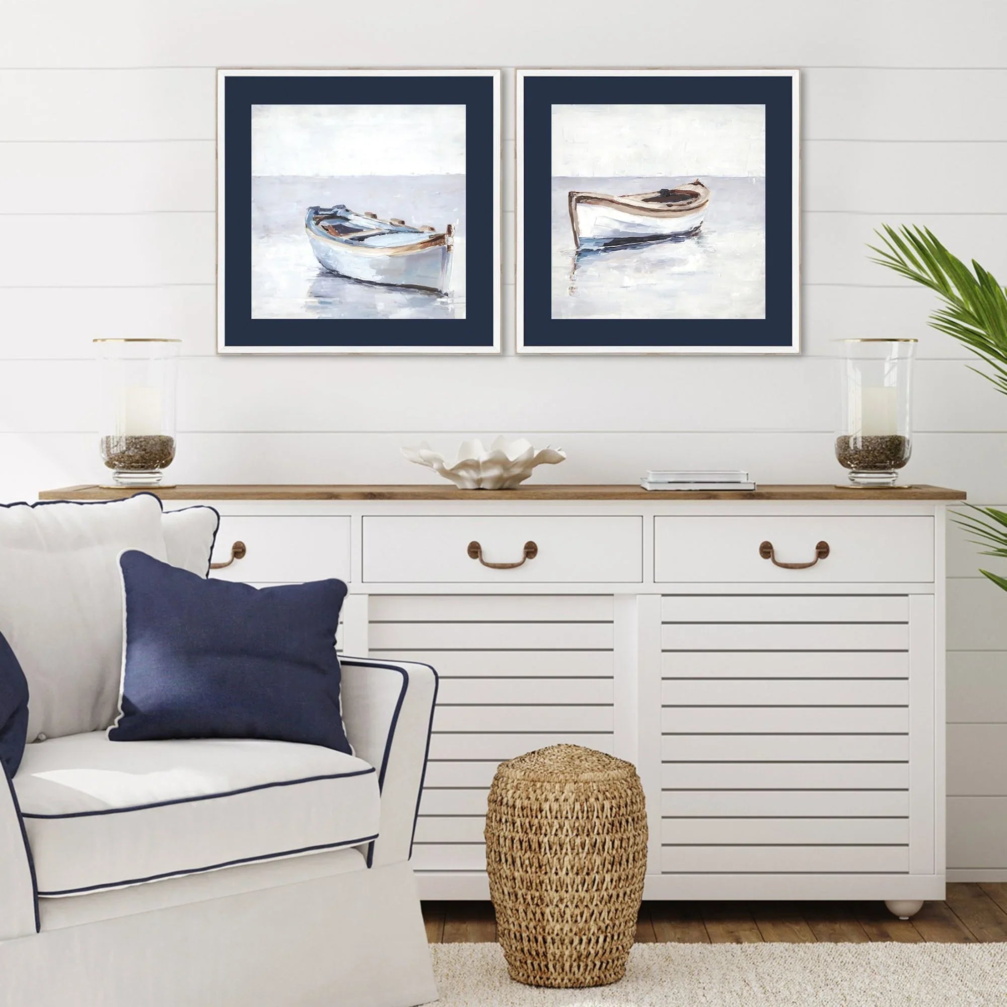 Reflected Horizon Wood Frame Blue Canvas Art 2PC