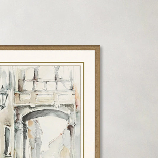 Watercolor Arches Wood Frame Neutral Canvas Art 2PC