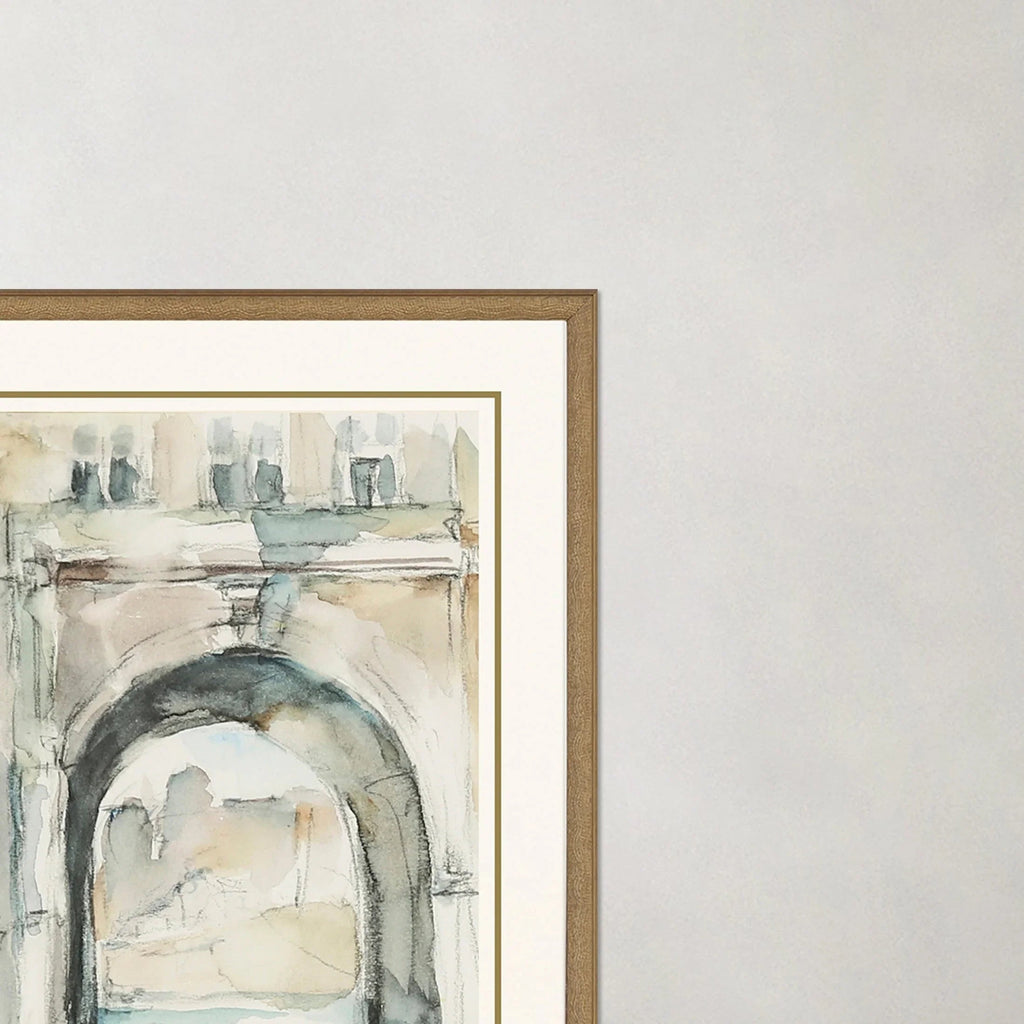 Watercolor Arches Wood Frame Neutral Canvas Art 2PC