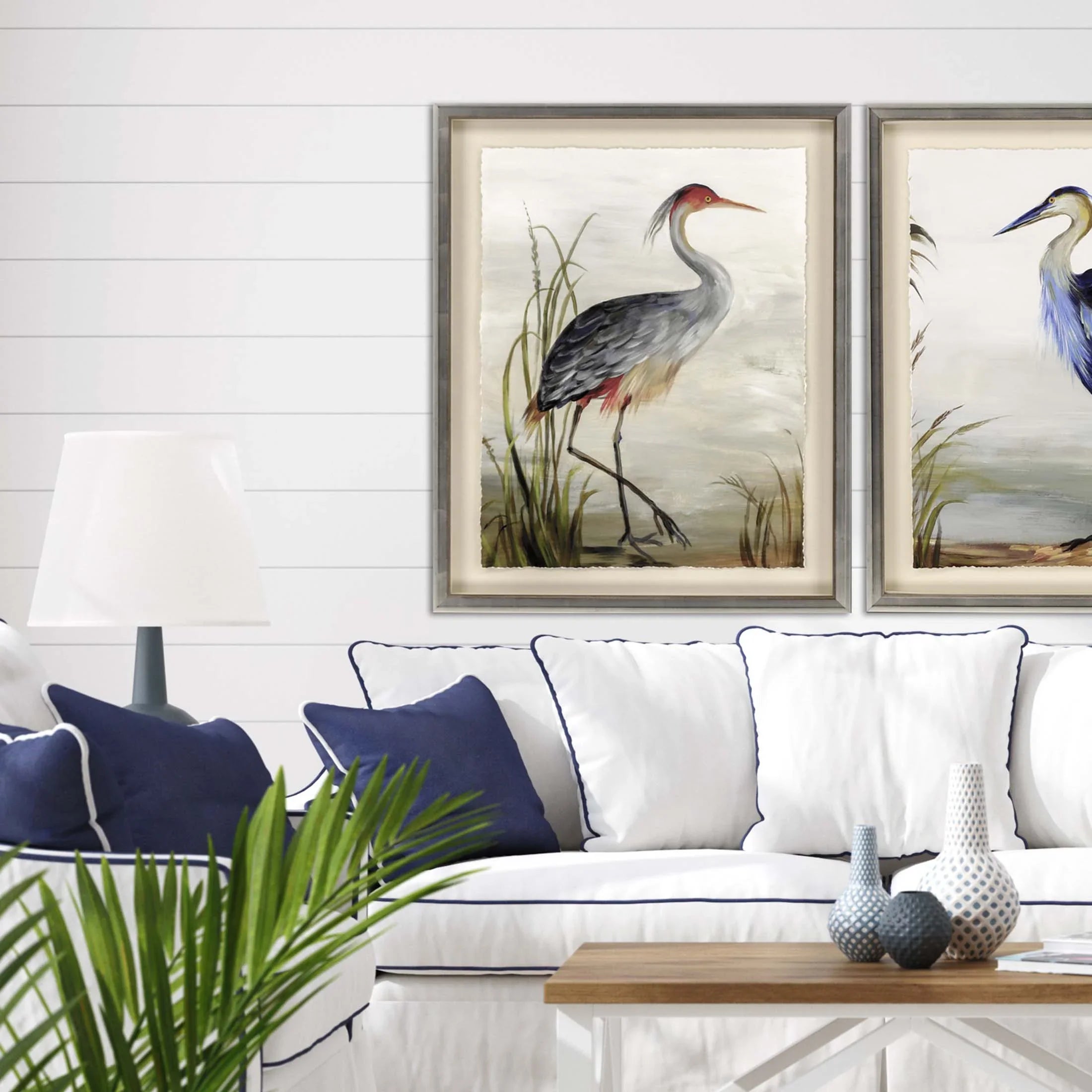 Grey Heron Study Wood Frame Canvas Art