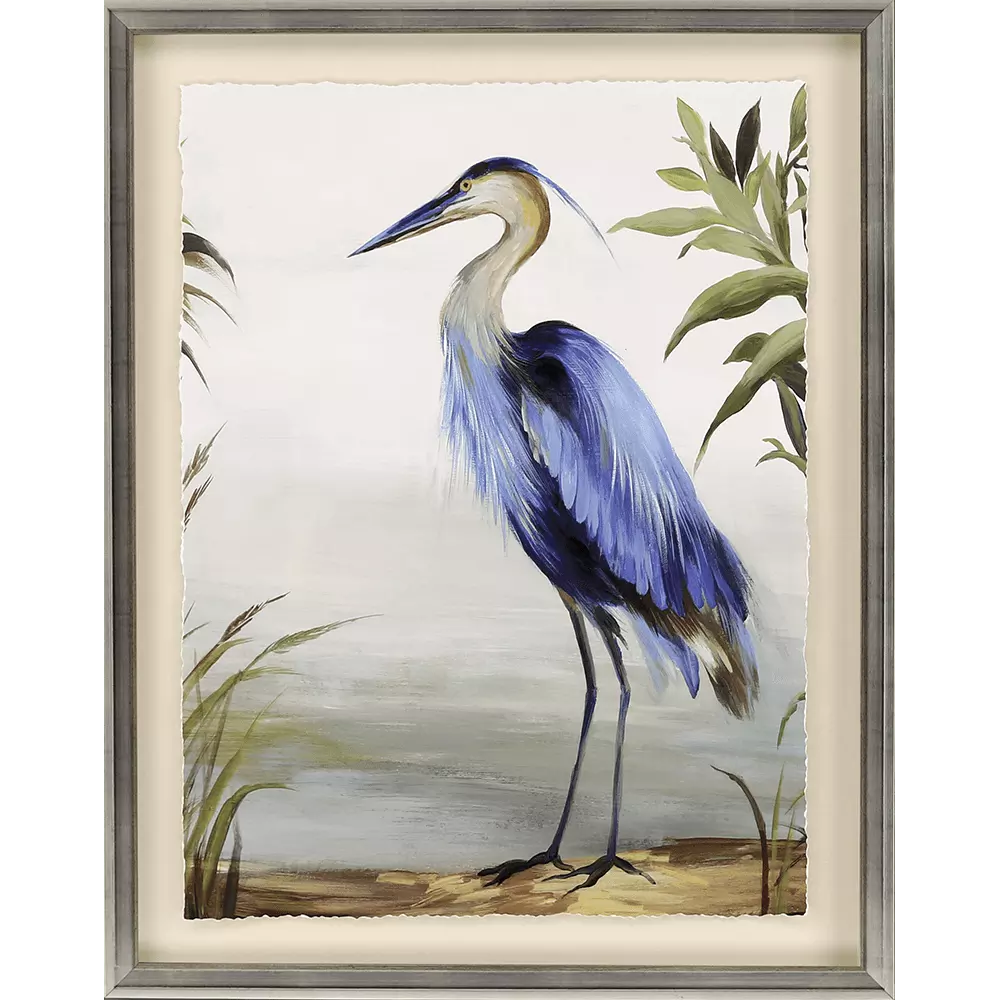 Blue Heron Study Wood Frame Canvas Art