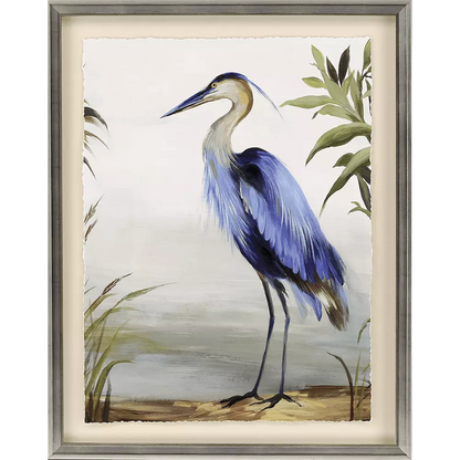 Blue Heron Study Wood Frame Canvas Art
