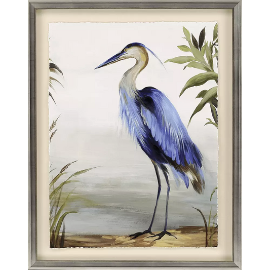 Blue Heron Study Wood Frame Canvas Art