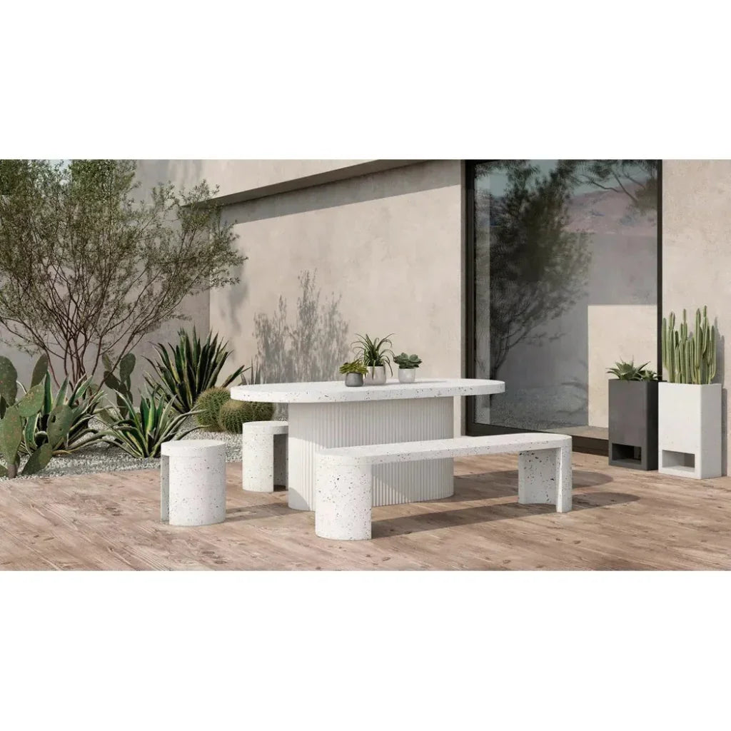 Moe's Home 15 Inch Outdoor Stool White Contemporary