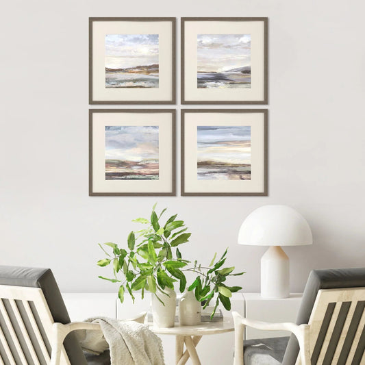 Tirwedd Glass Front Blue Canvas Art 4PC