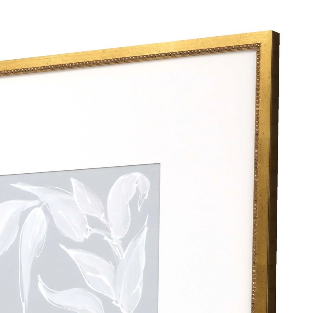 Leaf Study Wood Frame Blue Canvas Art 4PC