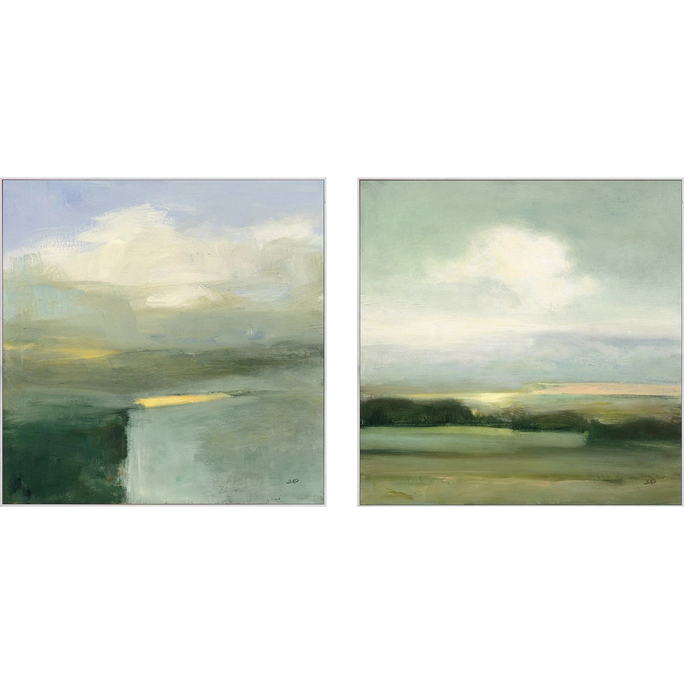 View Wood Frame Green Canvas Art 2PC