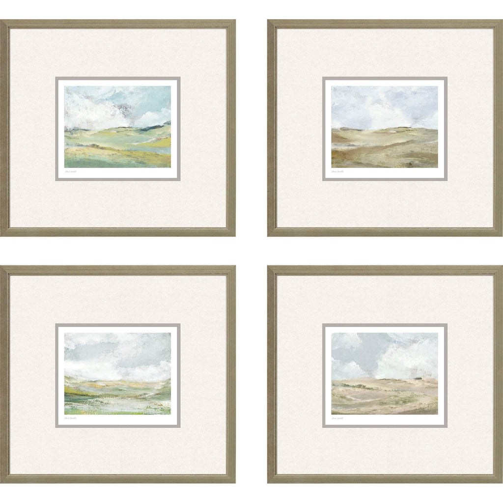 Afternoon Wood Frame Green Canvas Art 4PC