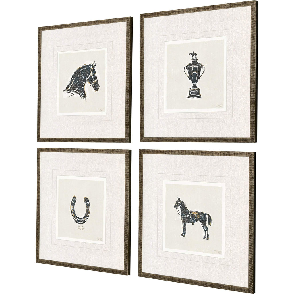 Equestrian Black Canvas Art 4PC