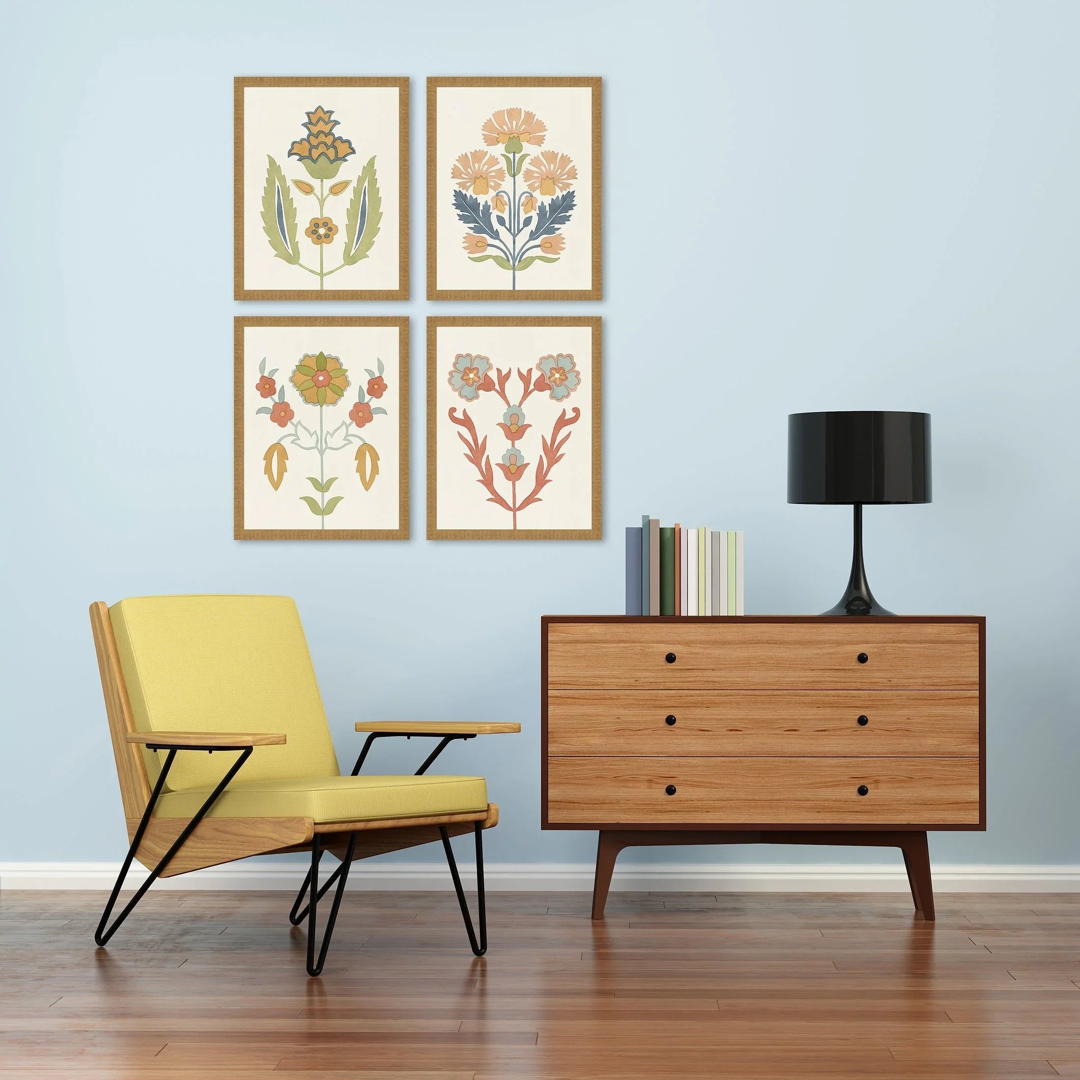 Folk Flourish Multi Canvas Art 4PC
