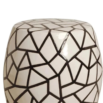 17 in. Ice Ray Black & White Ceramic Garden Stool-Garden Stools-Emissary-LOOMLAN