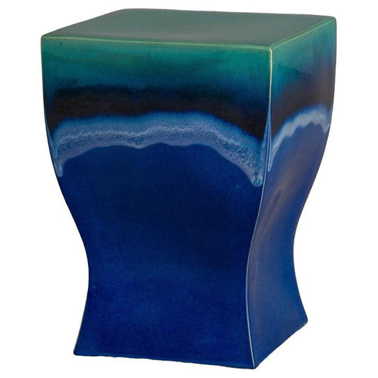 17.5 in. Square Ceramic Garden Stool by Emissary-Garden Stools-Emissary-Green Blue-LOOMLAN